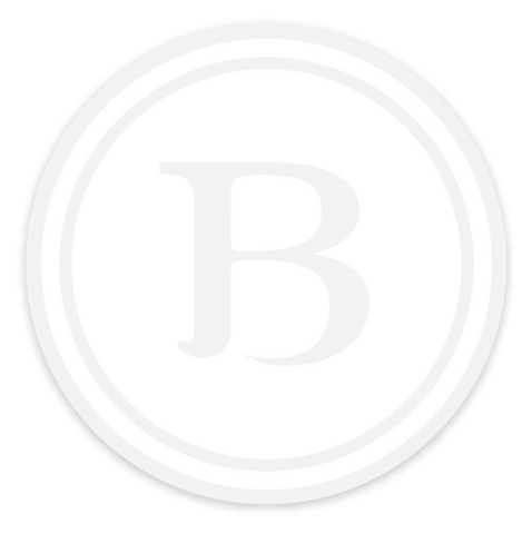 "B" Sticker (3", White, Clear Border)